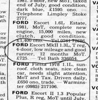 Sale of Ford Escort